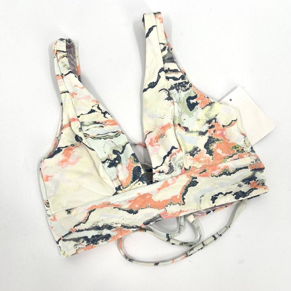 MAAJI Reversible Triangle Bikini Top Small Gray Sunray Catcher Lace Up Swimsuit - Picture 8 of 9